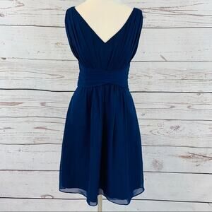 Dove & Dahlia navy blue pockets ruched top